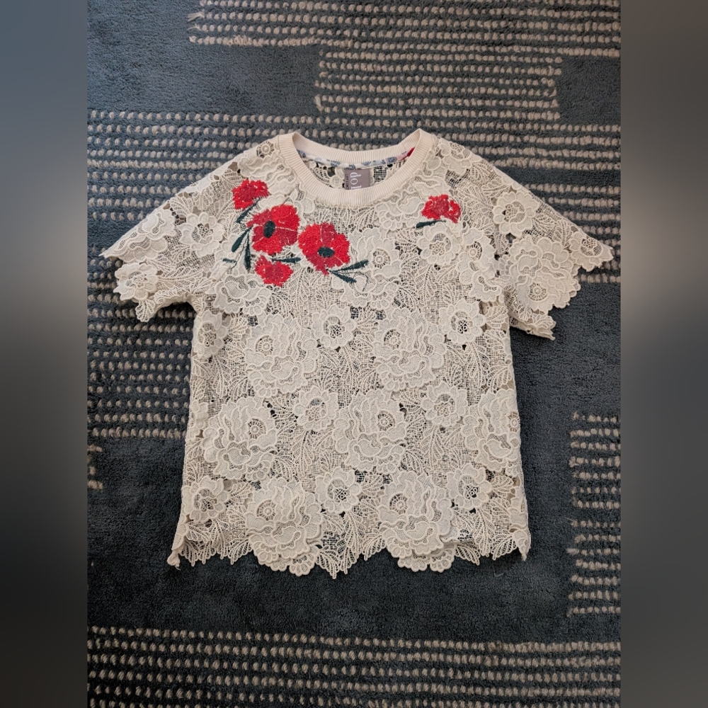Anthropologie Dolan Left Coast Collection embroidered top sz L
